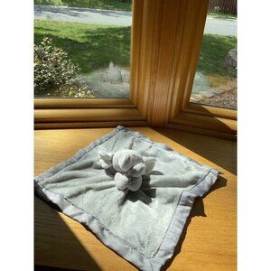Carters Elephant Security Blanket Plush Lovey Grey & Silver Satin